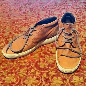 Ecco sz 10 brown soft leather lace shoes -